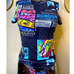 NWOT Multicolor Graphic ✨SHEIN✨Bodysuit Halter Top
